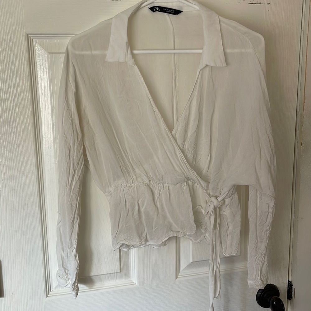 White Cinched Zara Blouse